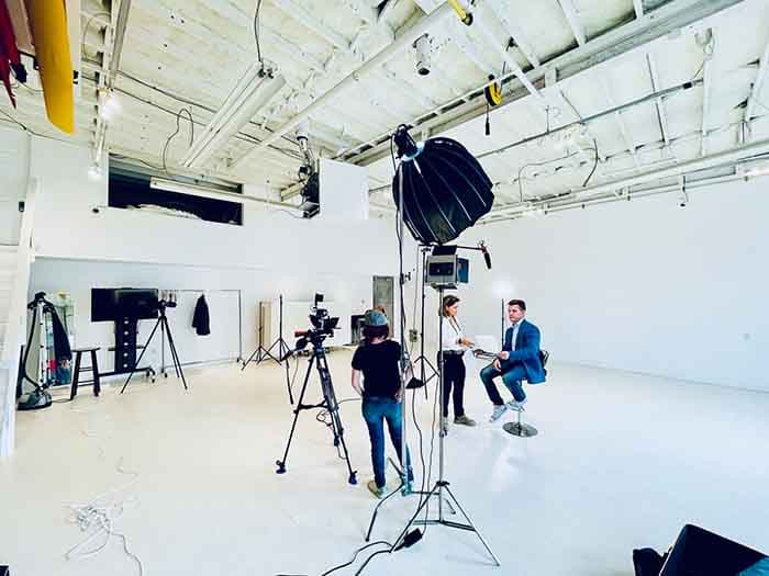 Professional corporate interview production setup in a Toronto studio
